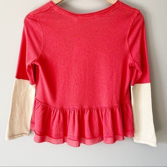 Free People NWT Heart of Mine Colorblock 3/4 Sleeve Top Camelia Combo Size XS - Picture 9 of 12